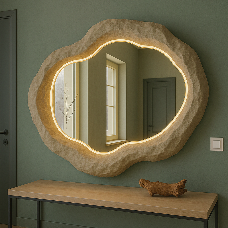 Halo Mirror 120 | Organik Formlu LED Işıklı Heykelsi Ayna