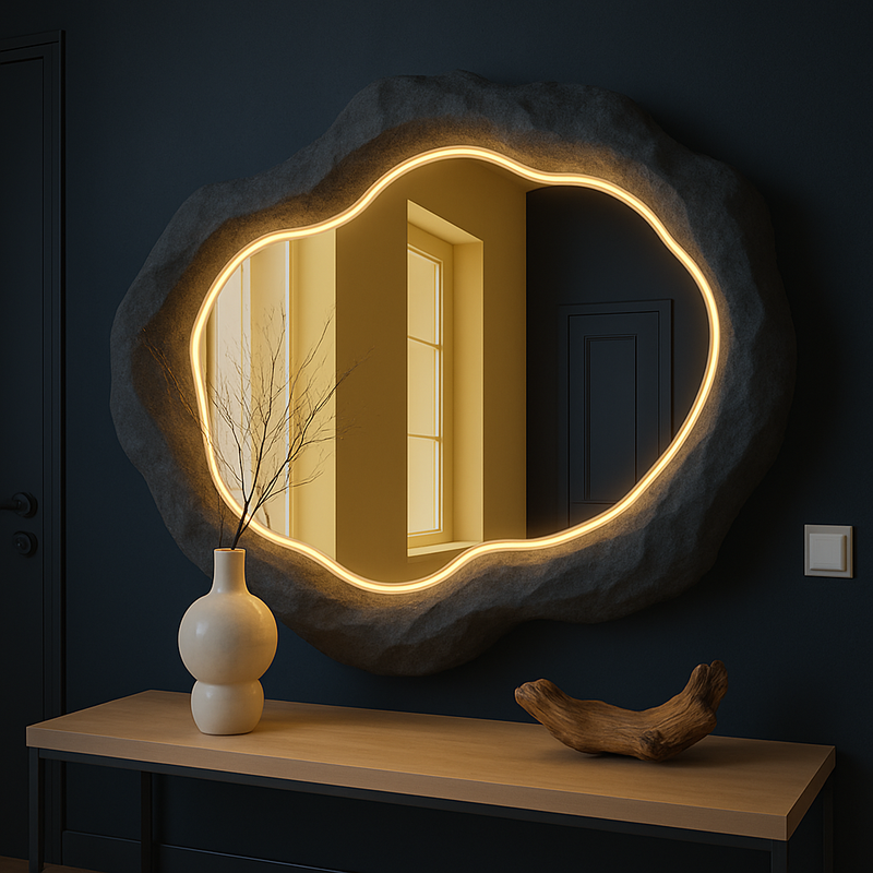 Halo Mirror 120 | Organik Formlu LED Işıklı Heykelsi Ayna