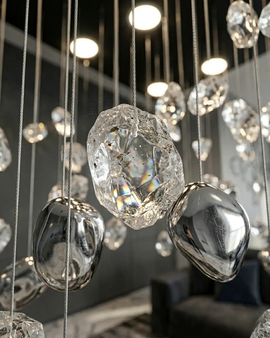 Lithora Chandelier | Doğal Taş Dokulu Özel Tasarım Avize