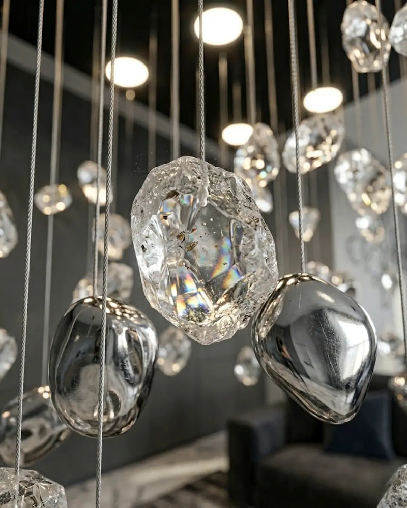 Lithora Chandelier | Doğal Taş Dokulu Özel Tasarım Avize