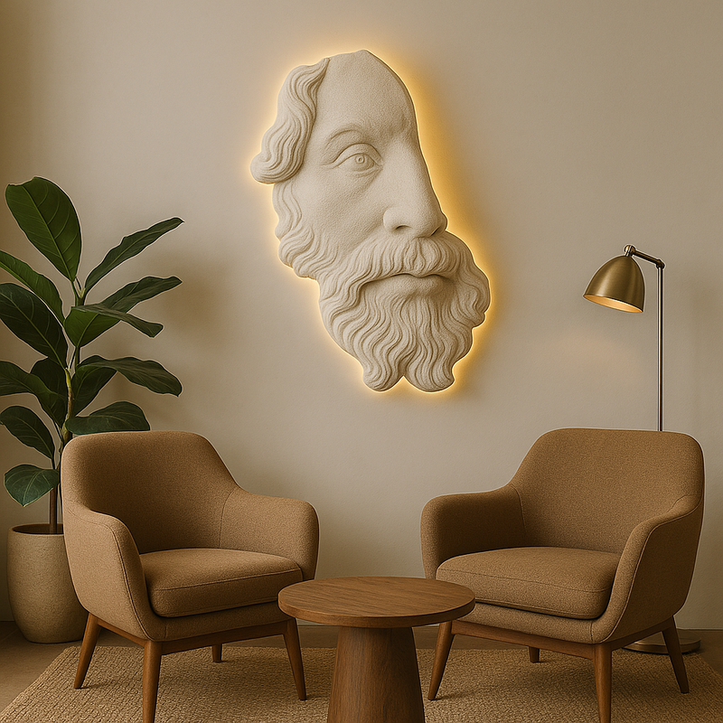 Asterion | Işıklı Sakallı Figür Duvar Heykeli