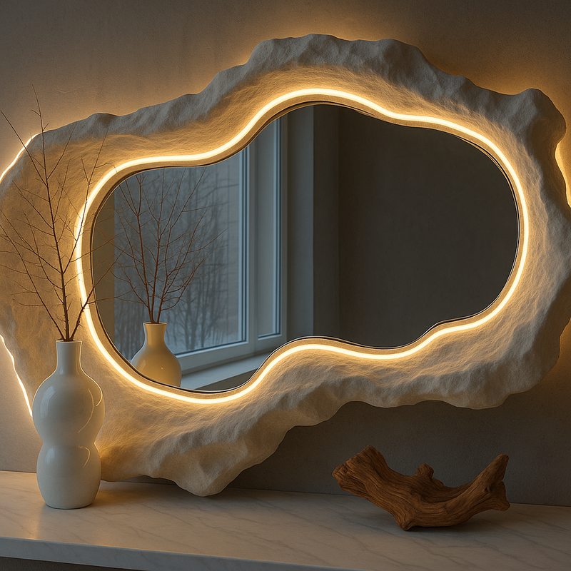 Halo Mirror 120 | Organik Formlu LED Işıklı Heykelsi Ayna