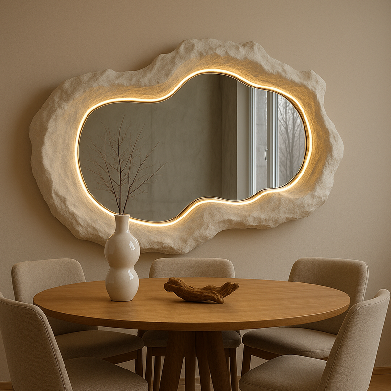 Halo Mirror 120 | Organik Formlu LED Işıklı Heykelsi Ayna