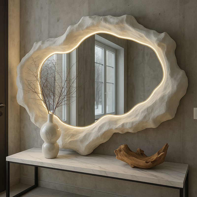 Halo Mirror 120 | Organik Formlu LED Işıklı Heykelsi Ayna