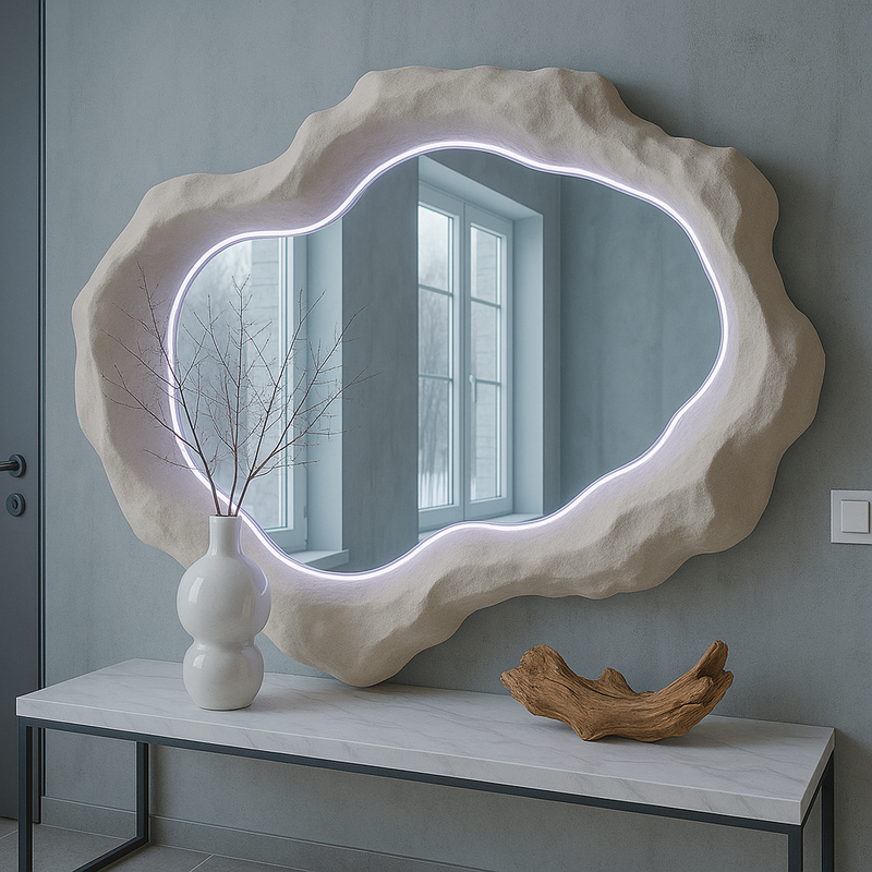 Halo Mirror 120 | Organik Formlu LED Işıklı Heykelsi Ayna