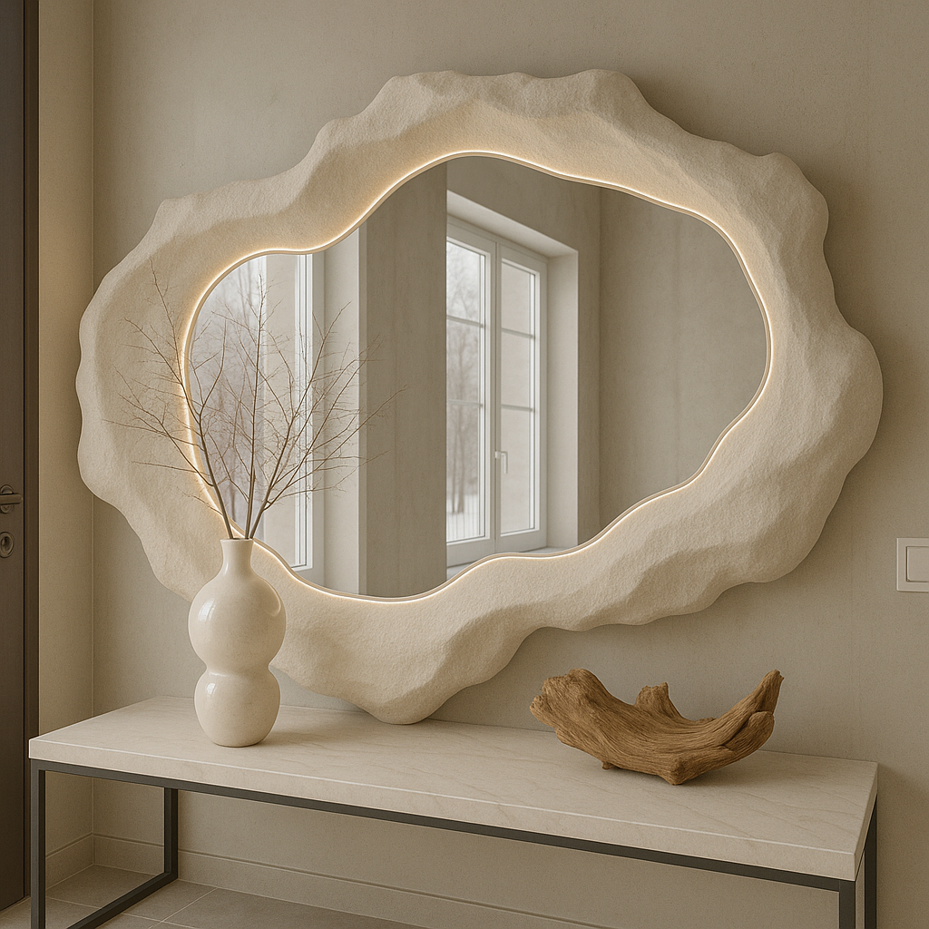 Halo Mirror 120 | Organik Formlu LED Işıklı Heykelsi Ayna