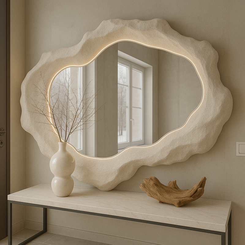 Halo Mirror 120 | Organik Formlu LED Işıklı Heykelsi Ayna