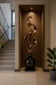 Aureline 180 | Modern Abstract Gold Floor Sculpture | Fiberglass Art Piece