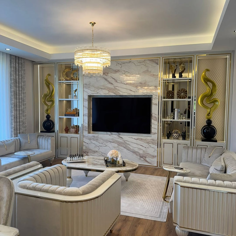 Aureline 180 | Modern Abstract Gold Floor Sculpture | Fiberglass Art Piece