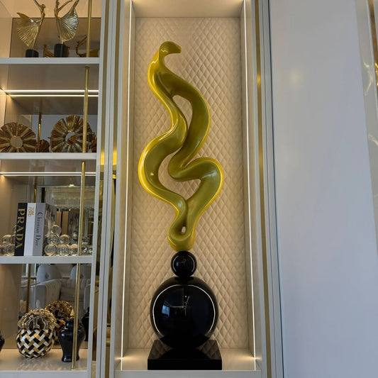 Aureline 180 | Modern Abstract Gold Floor Sculpture | Fiberglass Art Piece