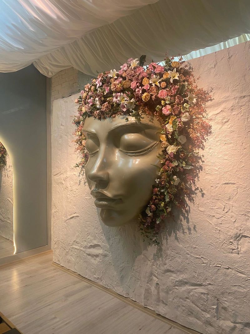 Flora Duvar Kadın Yüzü Mask Duvar Heykeli