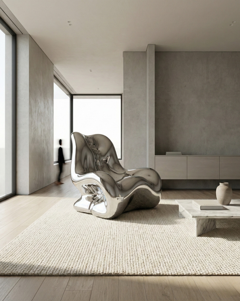 Argent Chair | Heykelsi Krom Kaplama Tasarım Koltuğu