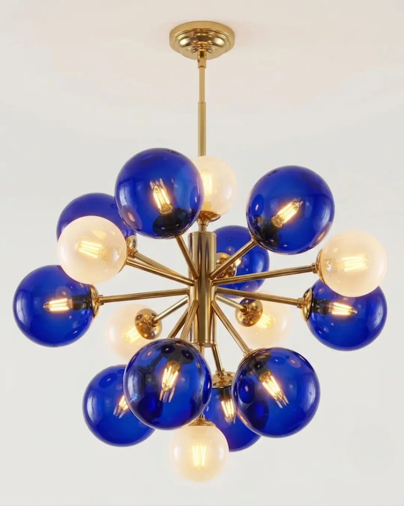 Noctis Chandelier | Kobalt Mavi Cam Küreli Özel Tasarım Avize