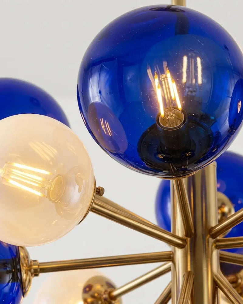 Noctis Chandelier | Kobalt Mavi Cam Küreli Özel Tasarım Avize