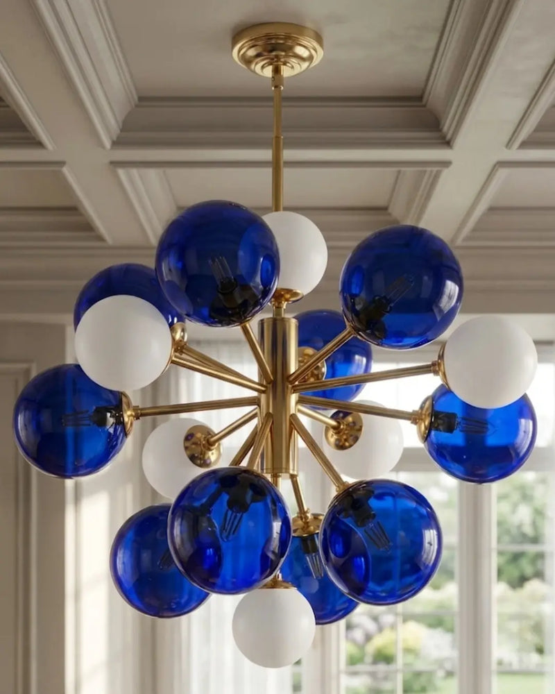 Noctis Chandelier | Kobalt Mavi Cam Küreli Özel Tasarım Avize