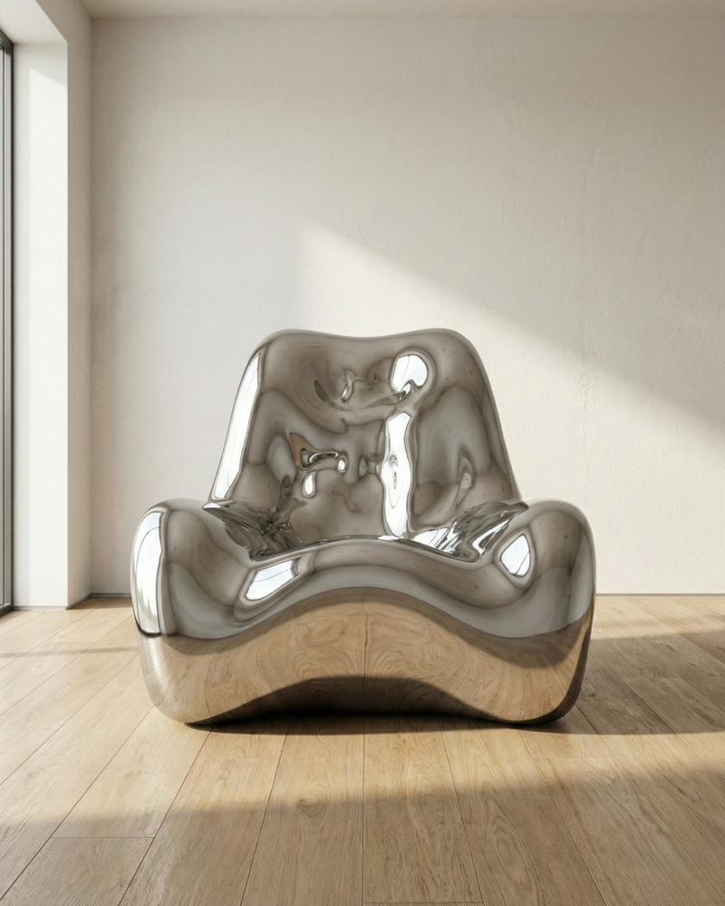 Argent Chair | Heykelsi Krom Kaplama Tasarım Koltuğu