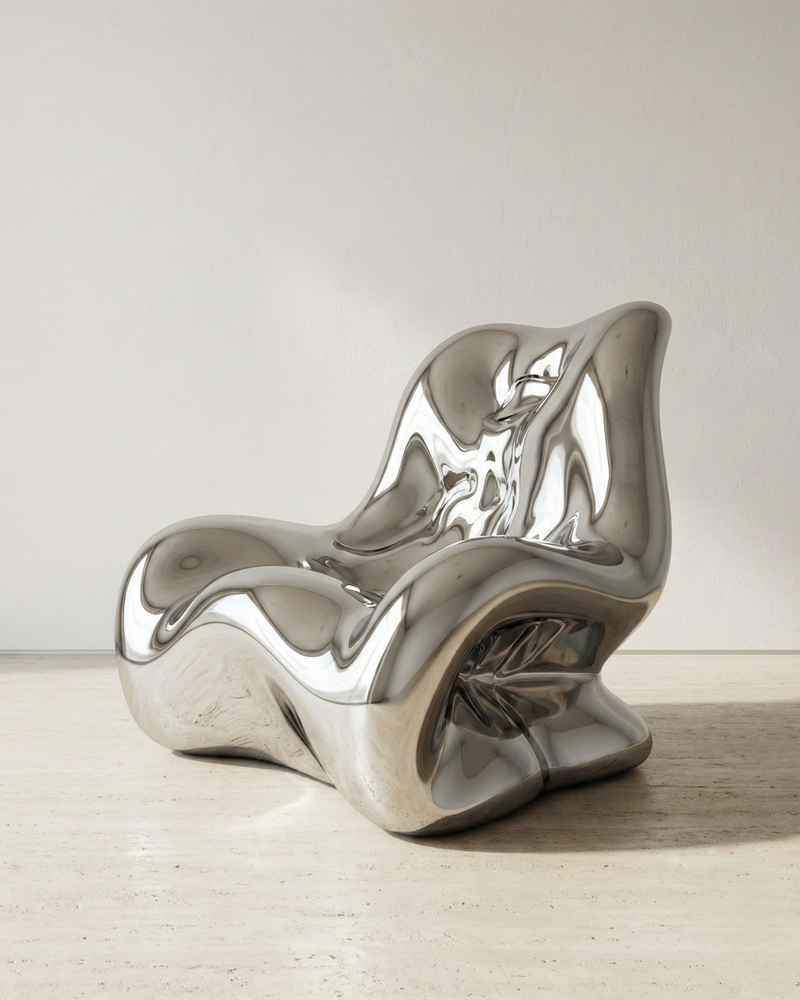 Argent Chair | Heykelsi Krom Kaplama Tasarım Koltuğu
